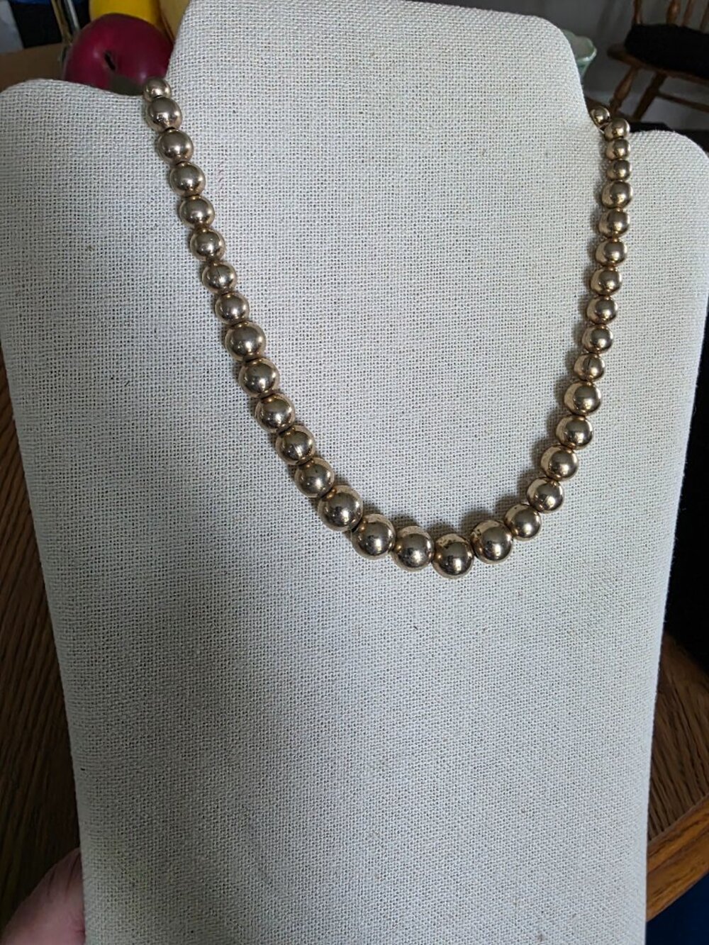 Monet Gold Tone Graduated Bead Necklace Vintage Statement Jewelry